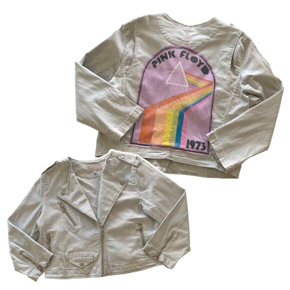 Via Penny Lane Reworked Apparel | Pink Floyd Graphic Denim Blazer Jacket XL - Picture 1 of 9
